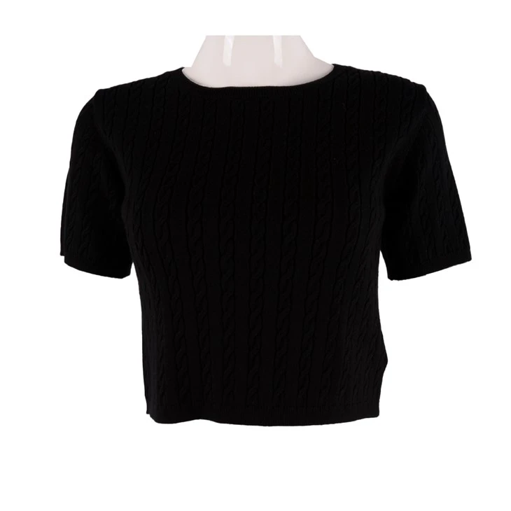 Pulôver feminino de malha com gola redonda